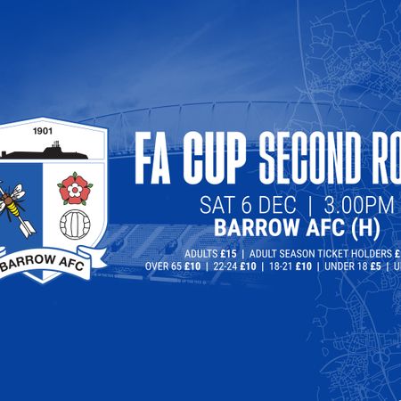 Emirates FA Cup Second Round Tickets | Barrow AFC (H) 
