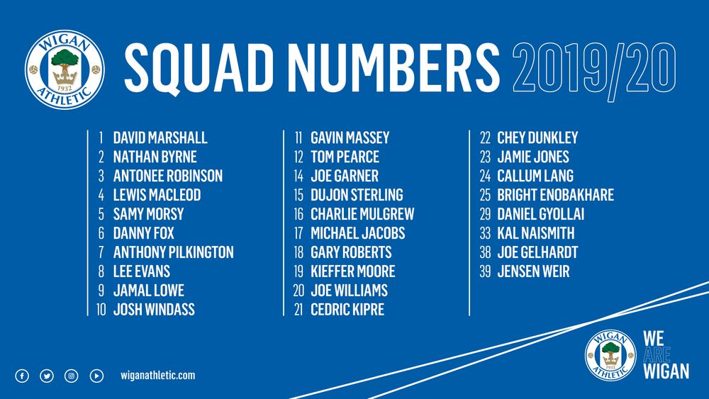 Wigan Athletic FC 201920 Wigan Athletic Squad Numbers Confirmed