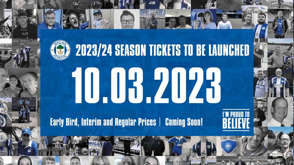 Wigan Athletic FC - 2023/24 Season Tickets to go on sale from midday on